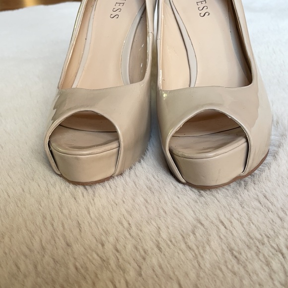 Guess | Nude Patent Peep Toe Heels | 8 - Picture 8 of 16